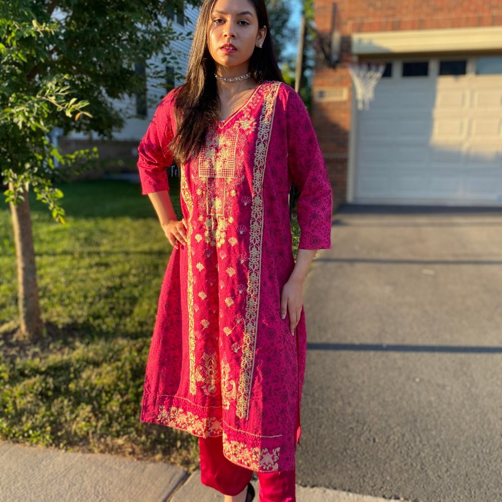 Plum Embroided Shalwar Kameez